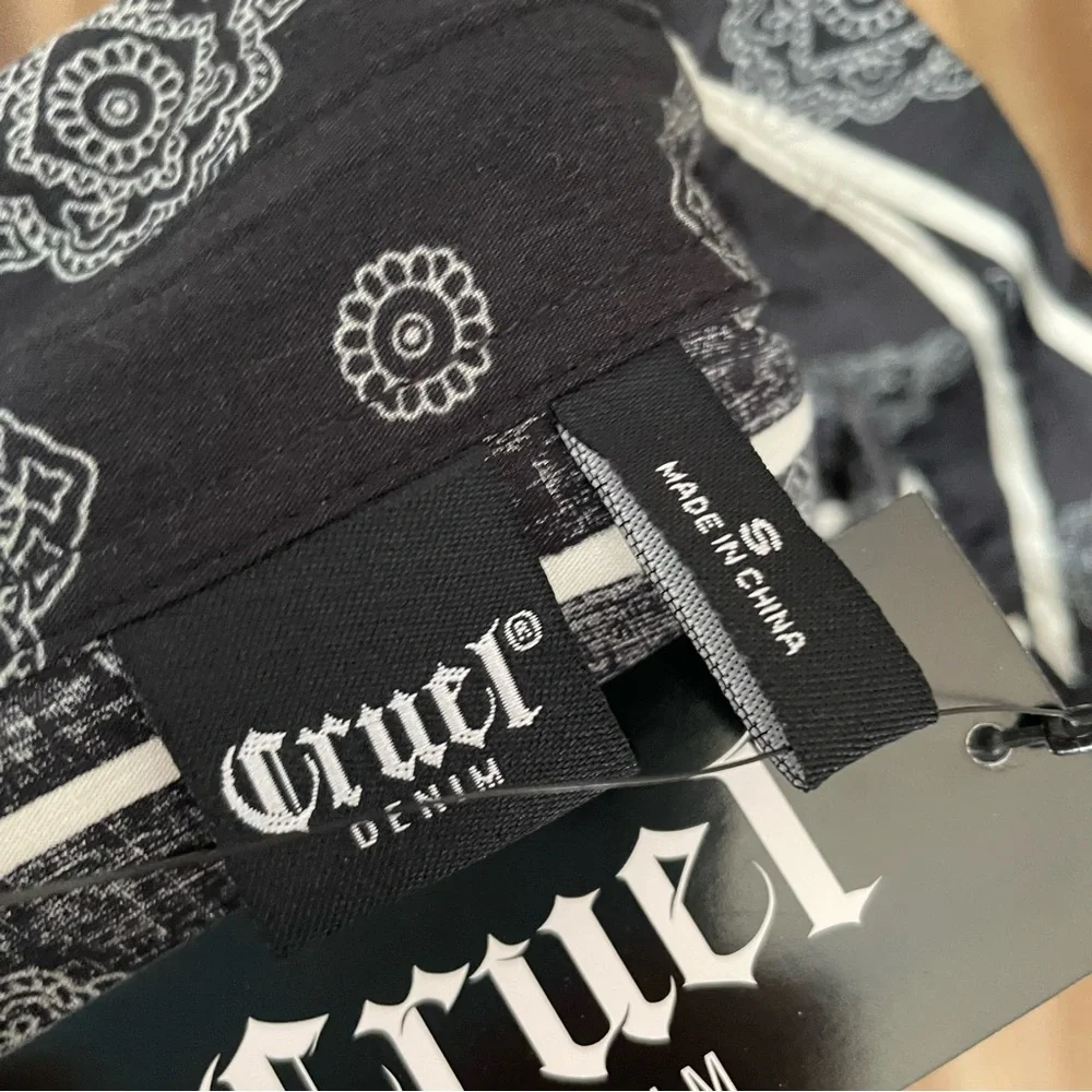 Cruel Girl Contrast Print 3/4 Sleeve Western Shirt - Picture 6 of 7